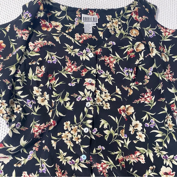Robbie Bee Vintage 90s Black Floral Shift Dress - Picture 9 of 10